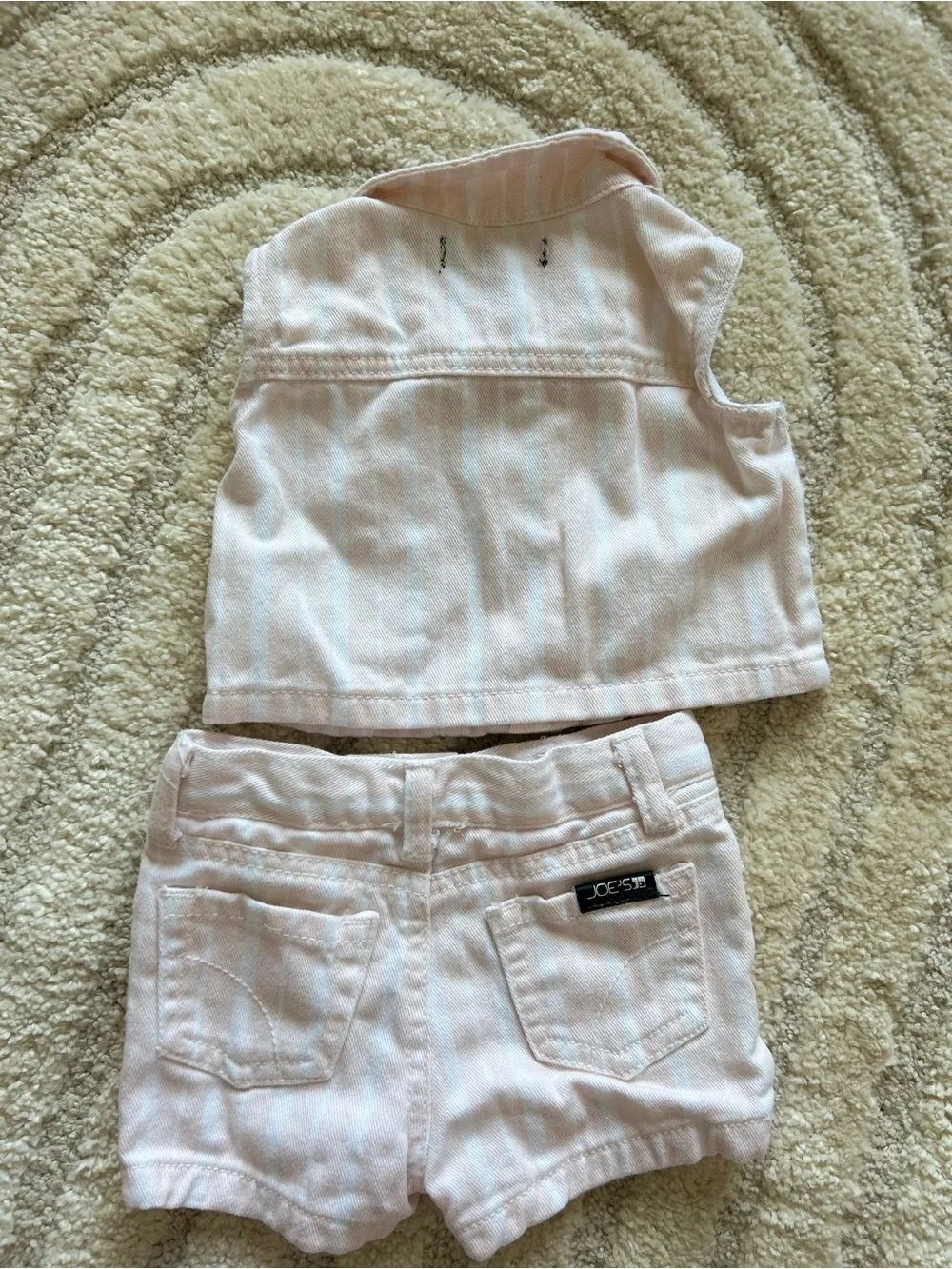 Joe’s Jeans Baby Girl Pink Denim Striped Vest & Shorts Set 12M